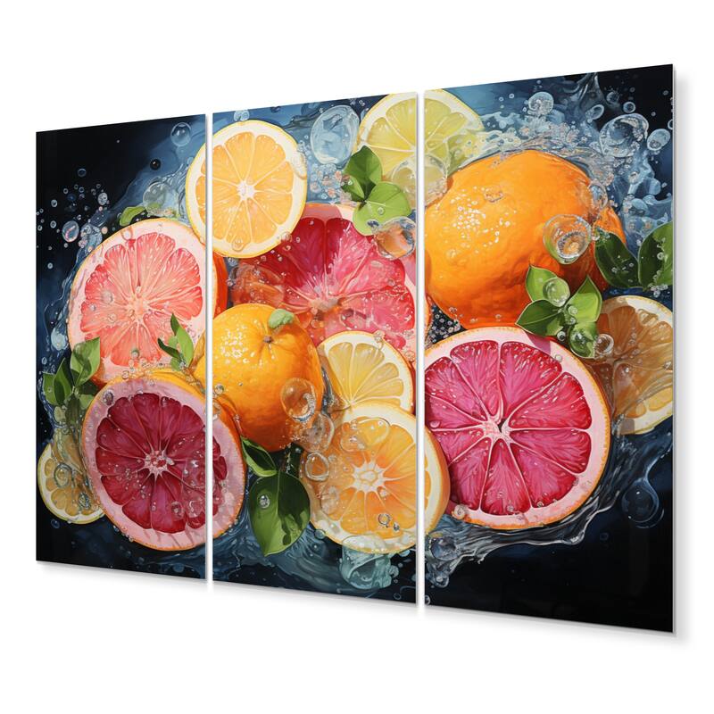 Designart "Citrusy Delight III" Fruits Metal Wall Decor Set Bed Bath